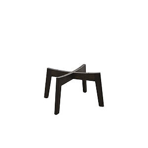 Fodskammel stel i mørk mahogni med krydsformet støtte og fire udadgående ben.