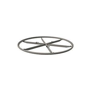 Rund metalramme med krydsstænger, semi-glossy taupe finish, designet til støtte af bordplader.