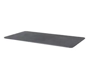 Rektangulær bordplade, afrundede hjørner, mørk ensartet overflade i keramik, 120x60 cm.