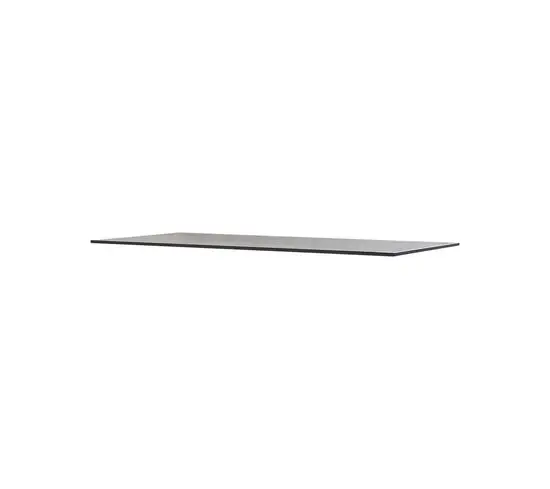 Rektangulær bordplade i sort keramik med glat overflade og moderne, minimalistisk design.