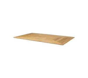 Rektangulær bordplade med geometrisk mønster og glat, træ-lignende overflade.