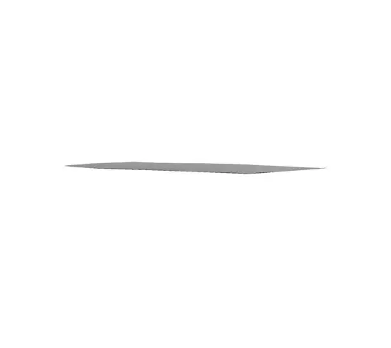 Rektangulær bordplade med tynd profil i basalt keramik, minimalistisk design.