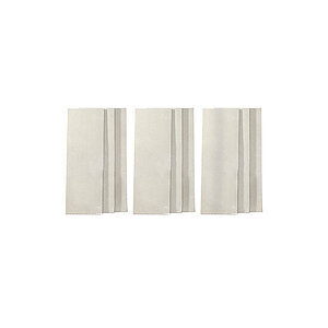 Tre grupper af lyse, rektangulære fliser, hver med tre fliser, danner en større rektangulær form.