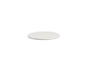 Rund bordplade i lys sandfarve, semi-glossy finish, glat overflade, diameter 45 cm, aluminium.
