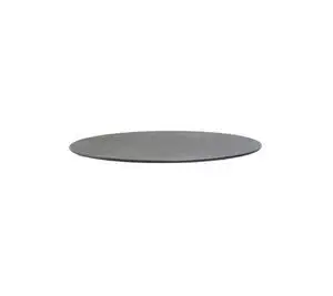 Rund bordplade, mørk og glat overflade, ensartet tekstur, diameter 70 cm, keramik.