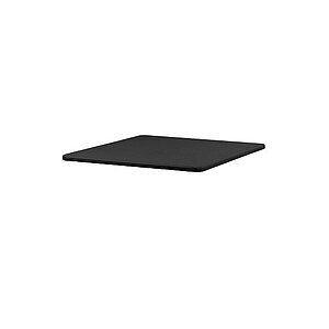 Firkanteret bordplade, mørkegrå, afrundede hjørner, flad overflade, aluminium.