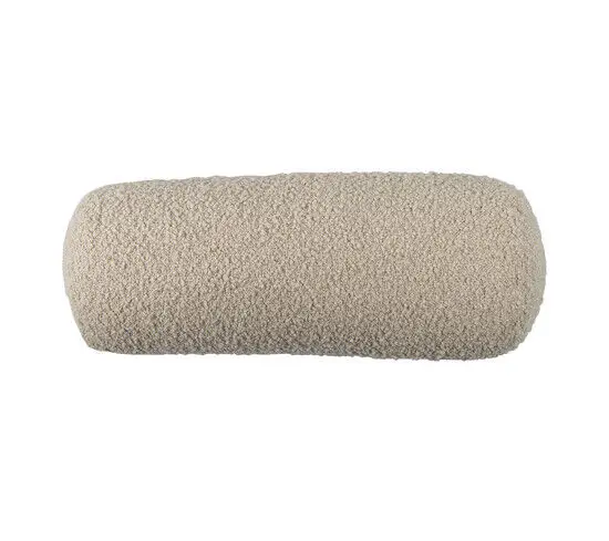 Lysebrun cylindrisk pyntepude med tekstureret overflade, diameter 20x50 cm, mix dunfyld.