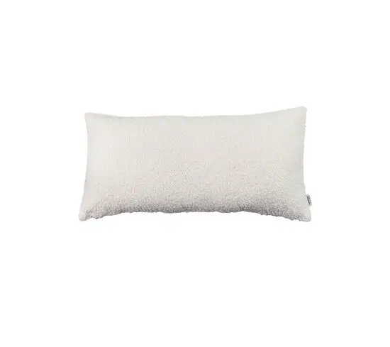 Rektangulær hvid pyntepude med tekstureret overflade, 30x60 cm.