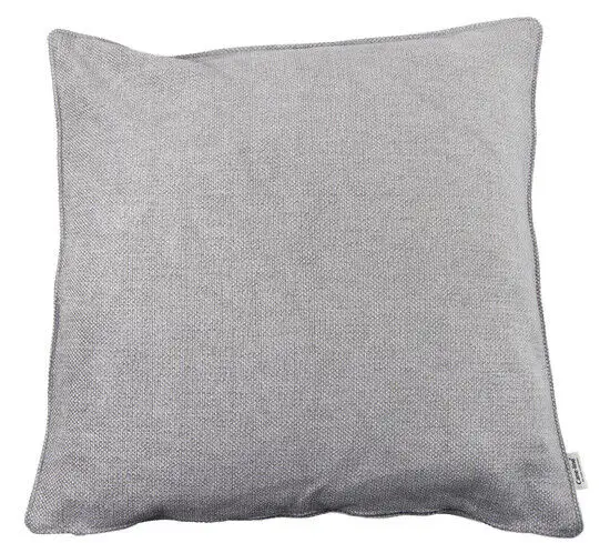 Kvadratisk lysegrå pude med tekstureret stof, enkel og elegant design.