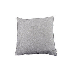 Kvadratisk lysegrå pude med tekstureret stof, enkel og elegant design.