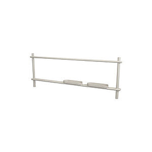 Køkkenmodul med to hylder, lys farve, to lodrette stænger og to vandrette bjælker.