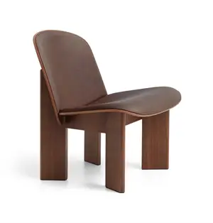 HAY - Chisel - Lounge Chair - Sort - Vandbaseret - Lakeret Valnød - Frontpolstret - Mørkebrun Læder