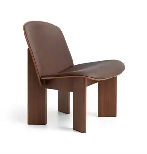 HAY - Chisel - Lounge Chair - Vandbaseret - Lakeret Valnød - Frontpolstret - Mørkebrun Læder