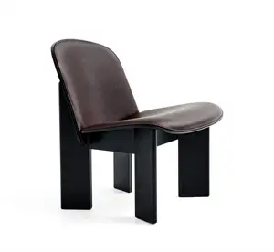 HAY - Chisel - Lounge Chair - Sort - Vandbaseret - Lakeret egetræ - Frontpolstret - Mørkebrun Læder