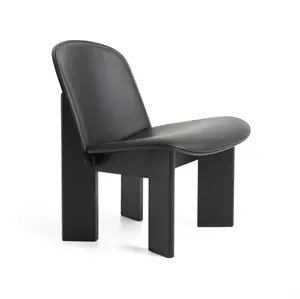 HAY - Chisel - Lounge Chair - Sort - Vandbaseret - Lakeret egetræ - Frontpolstret - Sort Sense Læder