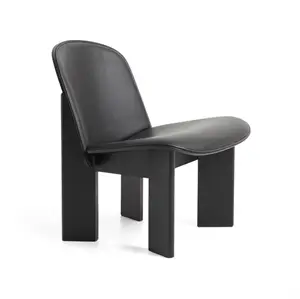 HAY - Chisel - Lounge Chair - Sort - Vandbaseret - Lakeret egetræ - Frontpolstret - Sort Læder