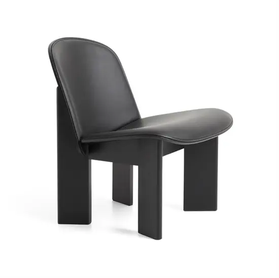 HAY - Chisel - Lounge Chair - Sort - Vandbaseret - Lakeret egetræ - Frontpolstret - Sort Sense Læder