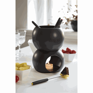 Image of Steel Function - Chokolade fondue sæt i sort porcelæn