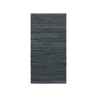 Rug Solid - Tæppe m. læder, dark grey - 75x400 cm