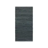 Rug Solid - Tæppe m. læder, dark grey - 75x300 cm