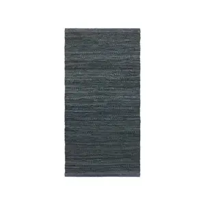 Rug Solid - Tæppe m. læder, dark grey - 200x300 cm