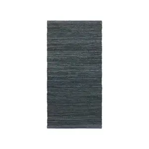 Rug Solid - Tæppe m. læder, dark grey - 140x200 cm