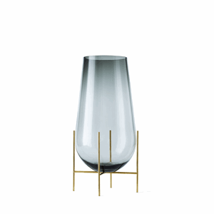 Image of Menu - "Echasse" Vase - Smoke/Brushed Brass (røget glas og messing holder)