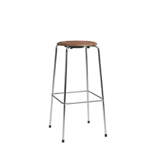 Fritz Hansen - Barstol - High Dot™ Bar stool 4-legs - højmodel - walnut veneer, chromed steel