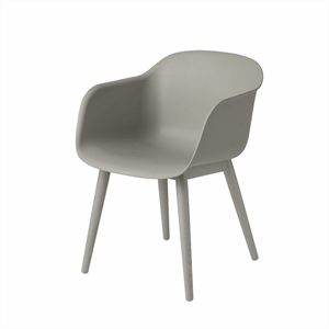 Image of Muuto - Fiber Armchair Wood Base (Grå/Ben i gråt træ)