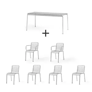 Hay - Palissade sæt - Bord + 6 stole - Galvaniseret