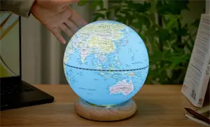 Gingko - Atlas Globe Lamp - Lightblue Large White Ash base