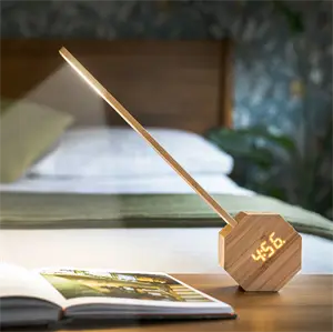 Gingko - Octagon One Plus Portable Alarm Clock Desk Light Bamboo