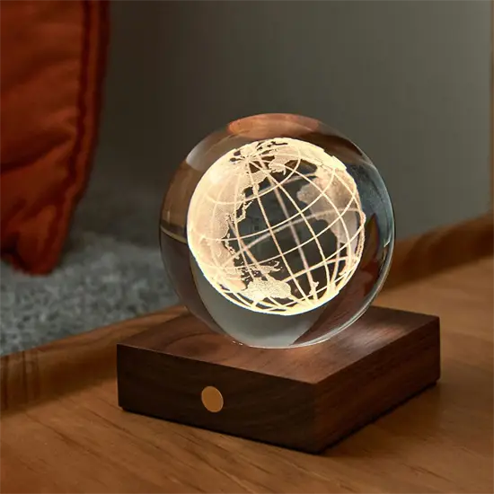 Gingko - Amber Crystal Light - World Globe