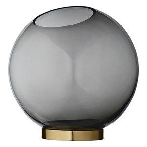 AYTM - Globe vase/krukke med fod - large - sort/messing