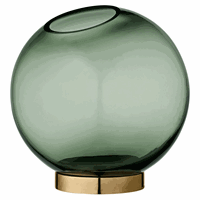 AYTM - Globe vase/krukke med fod - medium - forrest/messing