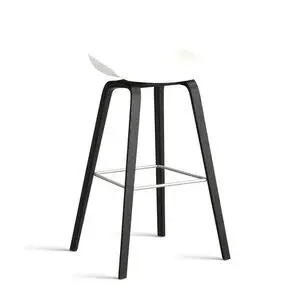 Hay - AAS32 Barstol Høj Sortlakeret egetræsfiner 4-benet fodstøtte i rustfrit stål H75 Standard glider - Hvid 2.0