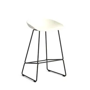Hay - AAS38 Barstol Lav Sort pulverlakeret stål Medebase H65 Standard glider - Meleret creme 2.0