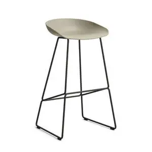 Hay - AAS38 Bar stool High Black powder coated steel Sled base H75 Standard glider - Khaki 2.0