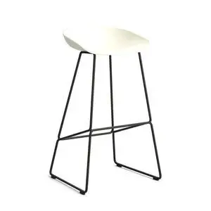 Hay - AAS38 Barstol Høj Sort pulverlakeret stål Medestel H75 Standard glider - Meleret creme 2.0