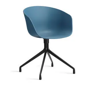 Hay - AAC20 Sort pulverlakeret aluminium 4-stjernet drejefod Standard glider - Azurblå 2.0