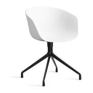 Hay - AAC20 Sort pulverlakeret aluminium 4-stjernet drejefod Standard glider - Hvid 2.0