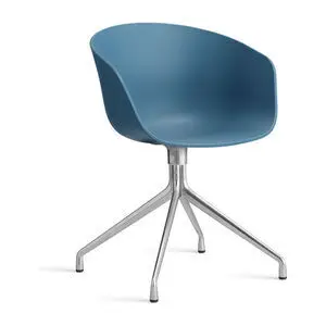 Hay - AAC20 Poleret aluminium 4-stjernet drejefod Standard glider - Azurblå 2.0