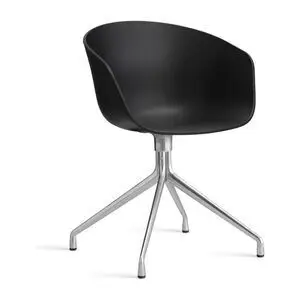 Hay - AAC20 Poleret aluminium 4-stjernet drejefod Standard glider - Sort 2.0