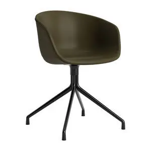 Hay - AAC21 Sort pulverlakeret aluminium 4-stjernet drejefod Standard glider - Sort