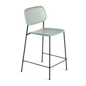 Hay - Soft Edge90 Sort pulverlakeret stål 4-benet fod H65 Standard glider - Støvet grøn
