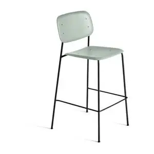 Hay - Soft Edge90 Sort pulverlakeret stål 4-benet fod H75 Standard glider - Støvet grøn