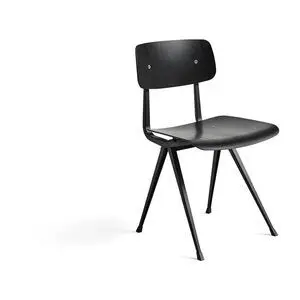 Hay - Result Chair Sort pulverlakeret stål 4-benet fod Standard glider - Sort