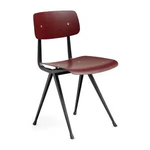 Hay - Result Chair Sort pulverlakeret stål 4-benet fod Standard glider - Mørk mursten