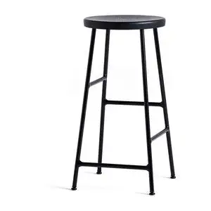 Hay - Cornet Bar Stool Soft black powder coated steel base H65 Standard glider - Soft black