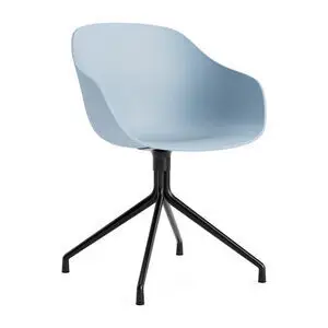 Hay - AAC220 Stol Sort pulverlakeret alu 4-stjernet drejefod Standard glider - Skiferblå 2.0